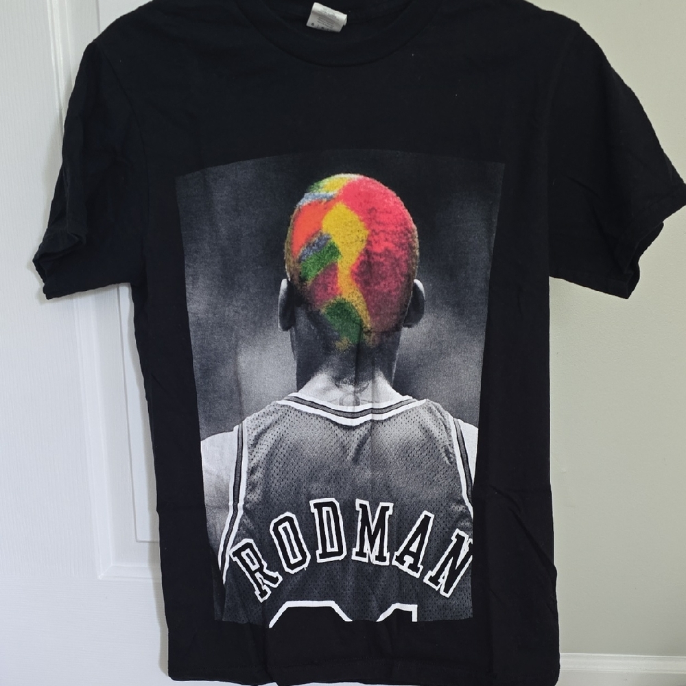 Black Graphic "Dennis Rodman" T-Shirt with Colorful Design